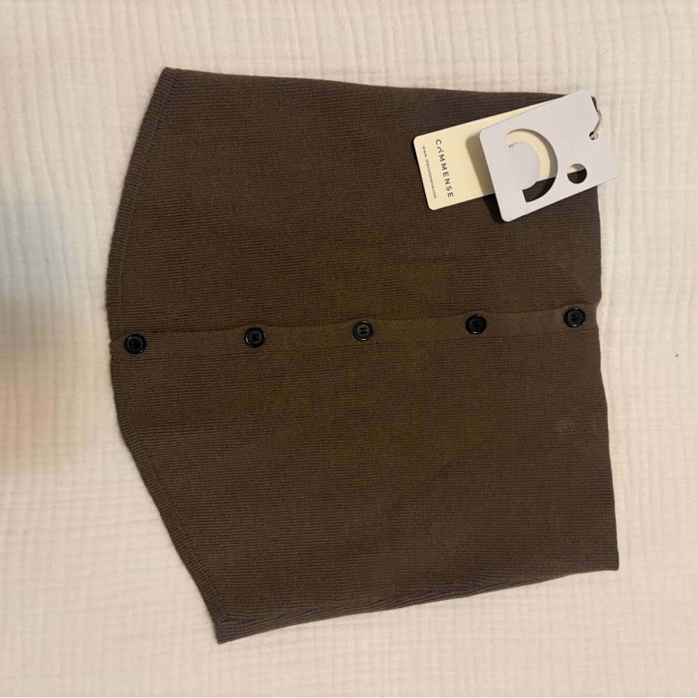 Commense Brown Button-Up tube top